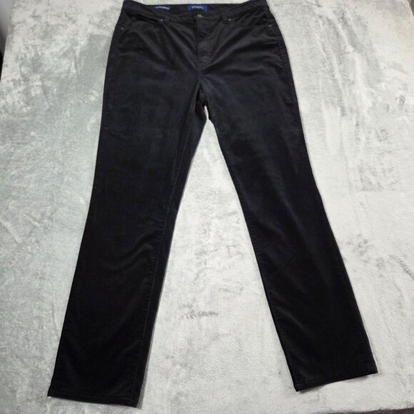 Talbots Pants 12 Black Corduroy Stretch High Waist Straight Leg Preppy Trousers - Picture 1 of 8